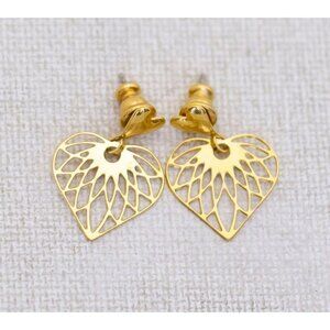 Vintage Abstract Heart Gold Tone Dangle Earrings - K1